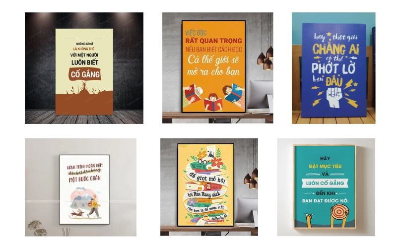 Tranh slogan học tập cho góc làm việc và trường học